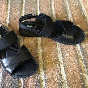 Born Black Leather Sandals, Size 6